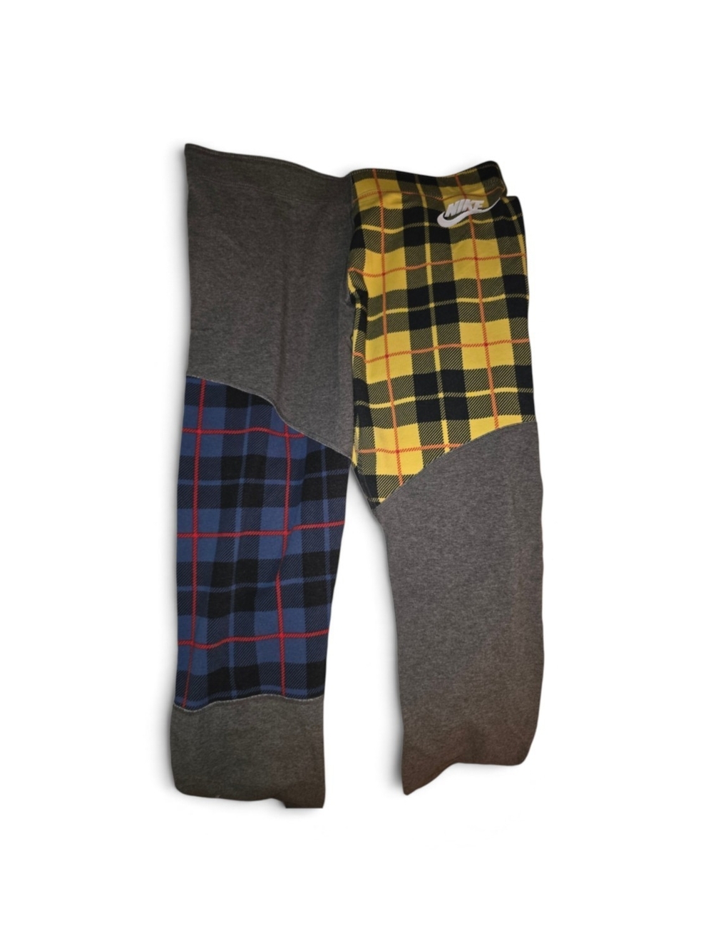 Nike Men's Patchwork Lounge Pants in Yellow Plaid, Blue Plaid & Gray
